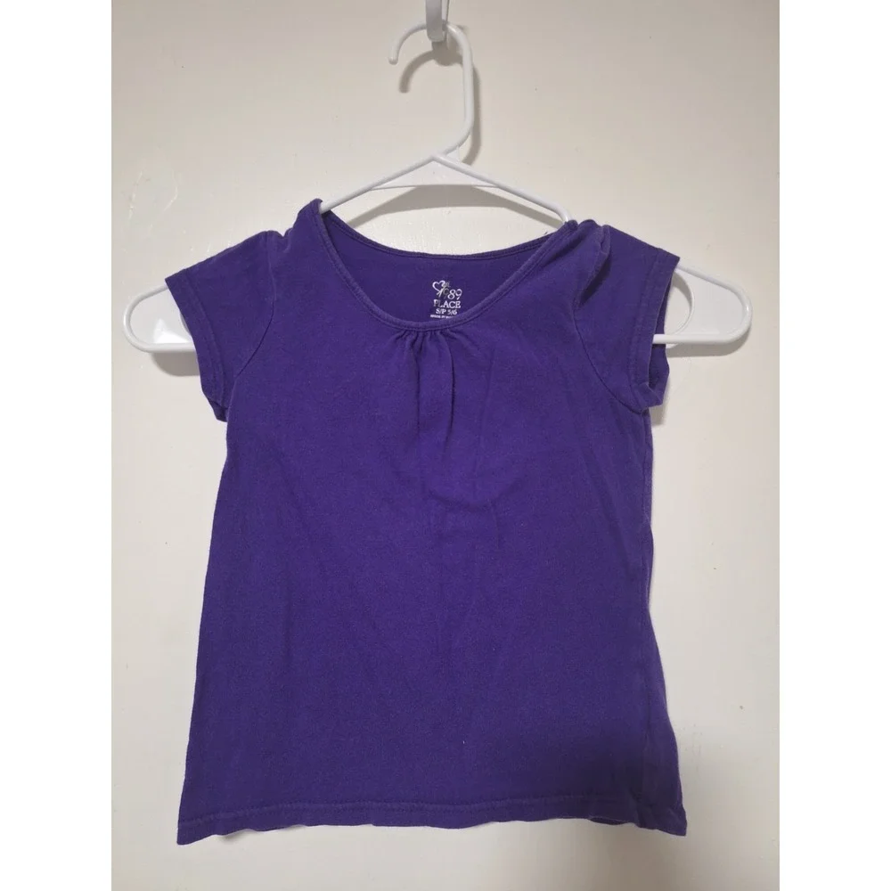 The Children's Place Girls Size 5/6 Purple Short Sleeve Cinch Neck T-Shirt